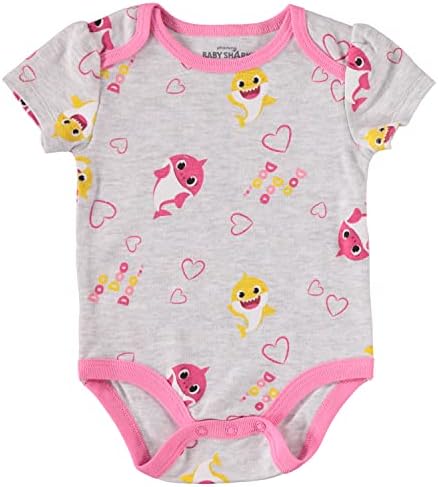 Комплект дрехи за малките момичета Бебе Акула от 3 теми - Комплект дрехи за малките момичета с Боди, тениска и Къси панталони, Дрехи