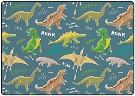 Ползающий Закрит Килим Игри Мат Динозаврите Doodle за Хола Спални Образователен Детски килим За Пода 60x39 инча