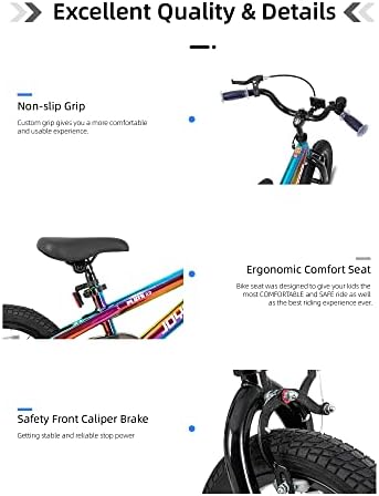 Детски велосипед JOYSTAR Pluto за момчета и момичета 3-13 години с Тренировочными колела за велосипеди 12 14 16 18 20 инча, стойка за детски велосипеди BMX Freestyle 18 20 инча
