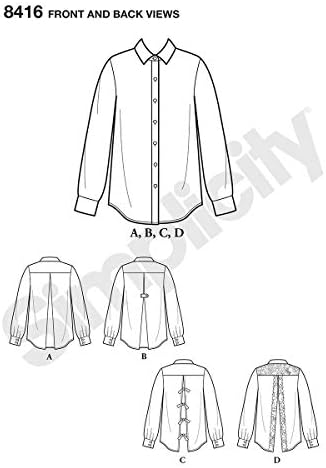 Simplicity US8416U5 Женска Риза с копчета с отворен гръб, Модели за шиене, размери 16-24