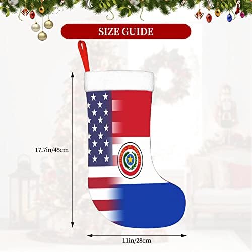 Коледни Чорапи с Флага на САЩ и Парагвай TZT, Подаръци за Коледно парти за семейни Празнични украси 18 Инча