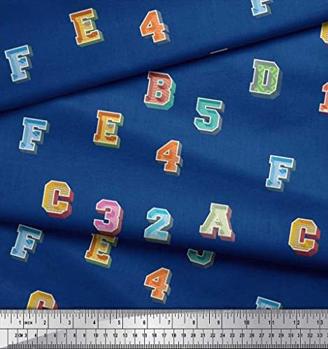 Памучен трикотажная плат Soimoi с цифри и алфавитами, текстова плат с щампи ширина 58 см