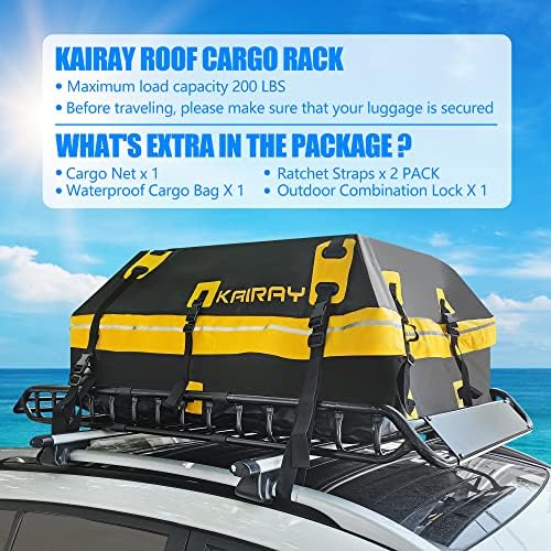 Багажная кошница на багажника KAIRAY 58(L) x 36 (W) x 5.1 (H) Прибиращи Универсален Багажник за товарни автомобили SUV с Водоустойчива