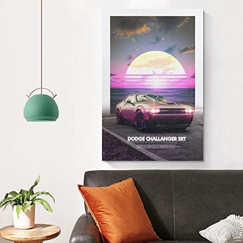 Dodge Challenger Hellcat Плакати с изображение на автомобил Офис Ретро Стенен Арт Декор Платно Картина Подарък (6) Платно Картина