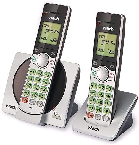 VTech CS6919-2 Безжичен телефон с разширение DECT 6.0 с id На обаждащия се и говорител, 2 тръба, Сребрист