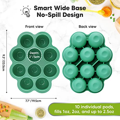 KeaBabies Стъклени съдове на детска храна / в 12 опаковки и силикон тава за замразяване на детски храни с защелкивающейся капак