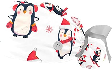 Дамски работна Шапка IROLSKDNFH с Бутони, Коледна Шапка, Зимни Памучен шапка с Начесом под формата на Кавайного Пингвин дантела