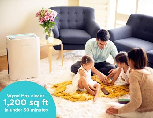 Домашен пречиствател на въздуха Wynd Max с поддръжка на приложения и Алекса, интелигентна почистване - HEPA филтър - идеална за