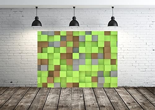 YYTDY 7x5 метра Винил Зелен Игри фон за производство на блокове за снимки, на Фона на рожден Ден момчета и Момичета, Пиксельное
