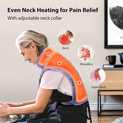 Утяжеленная топло за шията и раменете, Електрически уреди LitBear за облекчаване на болки в гърба, Носен топло размер 23,5 x 24
