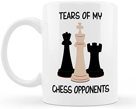 7qOp Моите Сълзи Колебливо противници, Шахматист, Треньор По Шахмат, Любители на Шаха Кафеена Чаша от Един Размер, Черна / Бяла