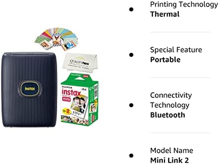 Принтер за смартфони Fujifilm Instax Mini Линк 2 плюс филм Fujifilm Instax Mini в опаковка от 20 броя. Плюс стикери. Подарък универсална кърпа от микрофибър (космически син цвят).