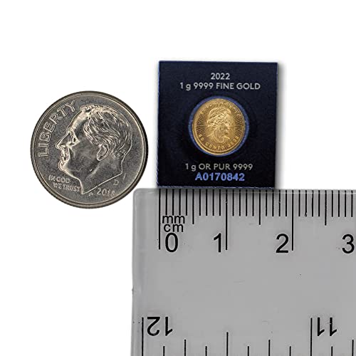 2022 Монета от Канадския злато с кленов лист с тегло 1 грам .9999 Диамант, Без да се свържат със сертификат за автентичност 50c