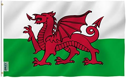 Флаг Уелс Anley Fly Breeze размер 3x5 фута - Ярък цвят и защита от избледняване - Платно надмощие с двойна миг - Национални знамена