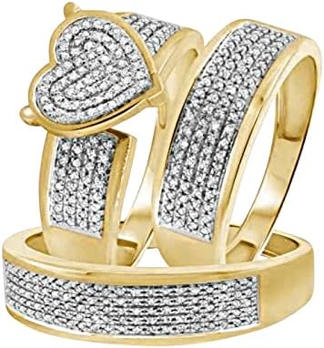 Жена Пенливи Диамантен Пръстен с Двойно диамантен пръстен, Пръстен с Обещанието, Пръстен с Цирконием, Годежен Пръстен, Комплект