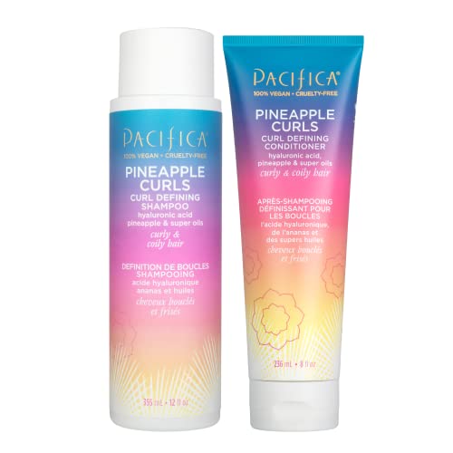 Pacifica Beauty Шампоан за определяне на ананасовых резба + Климатик за определяне на ананасовых резба | Хиалуронова киселина | За къдрава и текстурирани коса | Веган и без