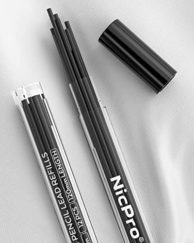 Nicpro 36 БР. Грифельные презареждане на 1,3 mm, Устойчиви На счупване и устойчив на атмосферни влияния и Механични Пълнители за моливи 1,3 мм (2B), по 12 опаковки в епруветка, ?