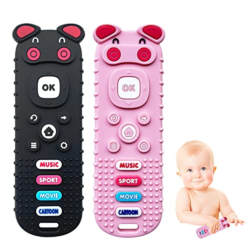 ERSIHUA, 2 опаковки силиконови детски играчки за никнене на млечни зъби, Прорезыватели с дистанционно управление за телевизора за