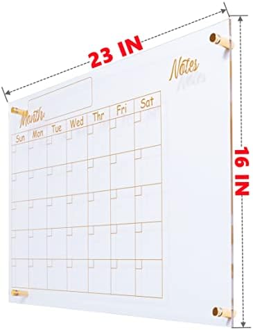 PURCOULEUR Голям за многократна употреба Стенен календар от Прозрачен Акрил, Календар за сухо изтриване-23x16 Инча, Стенен Календар на борда на Месечен Семеен Календар, Дъ