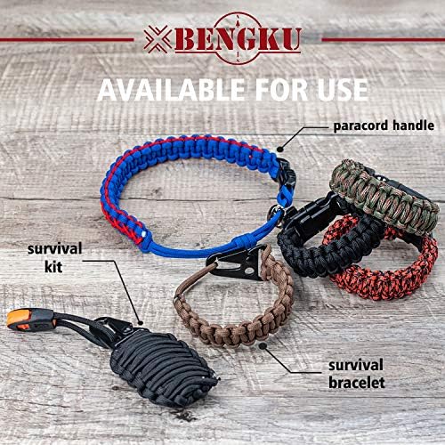 Паракорд/Парашутизъм кабел BENGKU Outdoor Mil-SPEC 550 паунда (MIl-C-5040-H), Шнурове, Опаковки, въже, на 100 фута (Черен, 100,00)