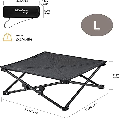 KingCamp Повдигнати легло за кучета, Преносими Повдигнати легла за Кучета Стабилна Сгъваема Кушетка за Куче Туризъм легло за кучета за пътуване на открито с моющейся м
