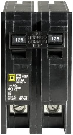 Квадратен D - HOM2125CP Двухполюсный автоматичен прекъсвач Homeline с мощност 125 Ампера