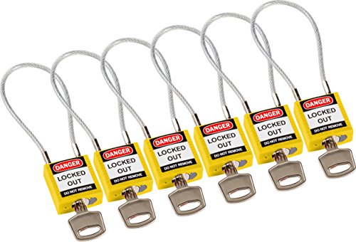 Компактни кабелни ключалки Брейди 146129, 5-пинов Цилиндричен, разликата между скоби е 4,2 инча, С един и същ ключ, Височина 1,31