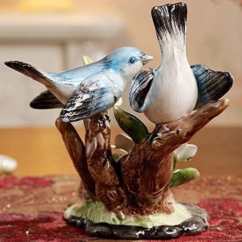 ZCMEB Порцеланови Любители на Птиците Миниатюрна Керамика, Ръчно изработени Двойка Фигурка Перца Сватбен Декор Занаят, Подарък за