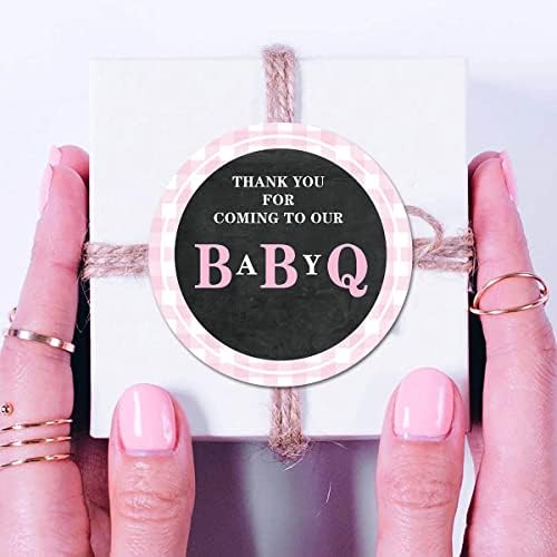 Етикети BBQ Pink Baby Q С Благодарност, 2-Инчов Етикети За парти в чест на рождения Ден за момичета, етикети 40 броя В опаковка