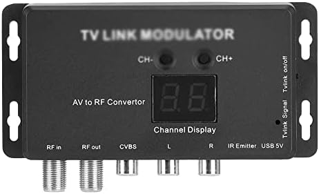 DLOETT UHF TV Link Модулатор на AV-Радиочестотни Конвертор IR удължител с 21-канальным дисплей PAL/NTSC по Избор Пластмаса Черен
