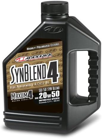 Maxima Racing Oils 359128B-2PK Syn Blend4 20w50 Синтетична смес Двигателно масло за мотоциклети, 1 шише, 2 опаковки
