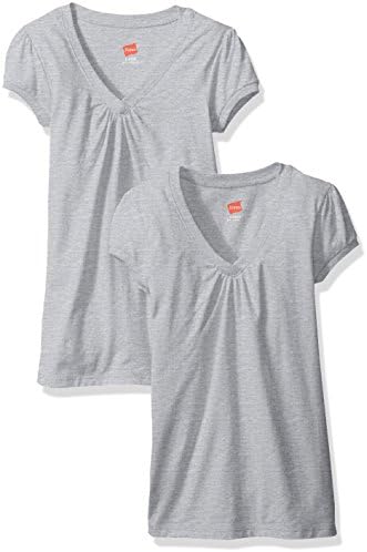 Тениска с V-образно деколте за малки момичета Hanes (опаковка от 2 броя)