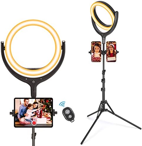 Околовръстен лампа за селфи със стойка-статив за телефон, Статив за iPhone / iPad с кольцевыми лампи, 10-инчов led кръгови осветление